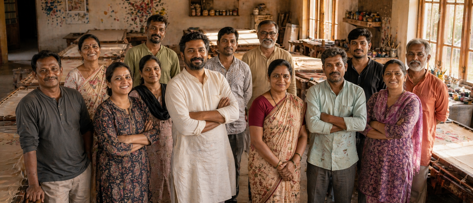 The full Hand Painted Saree team at the atelier