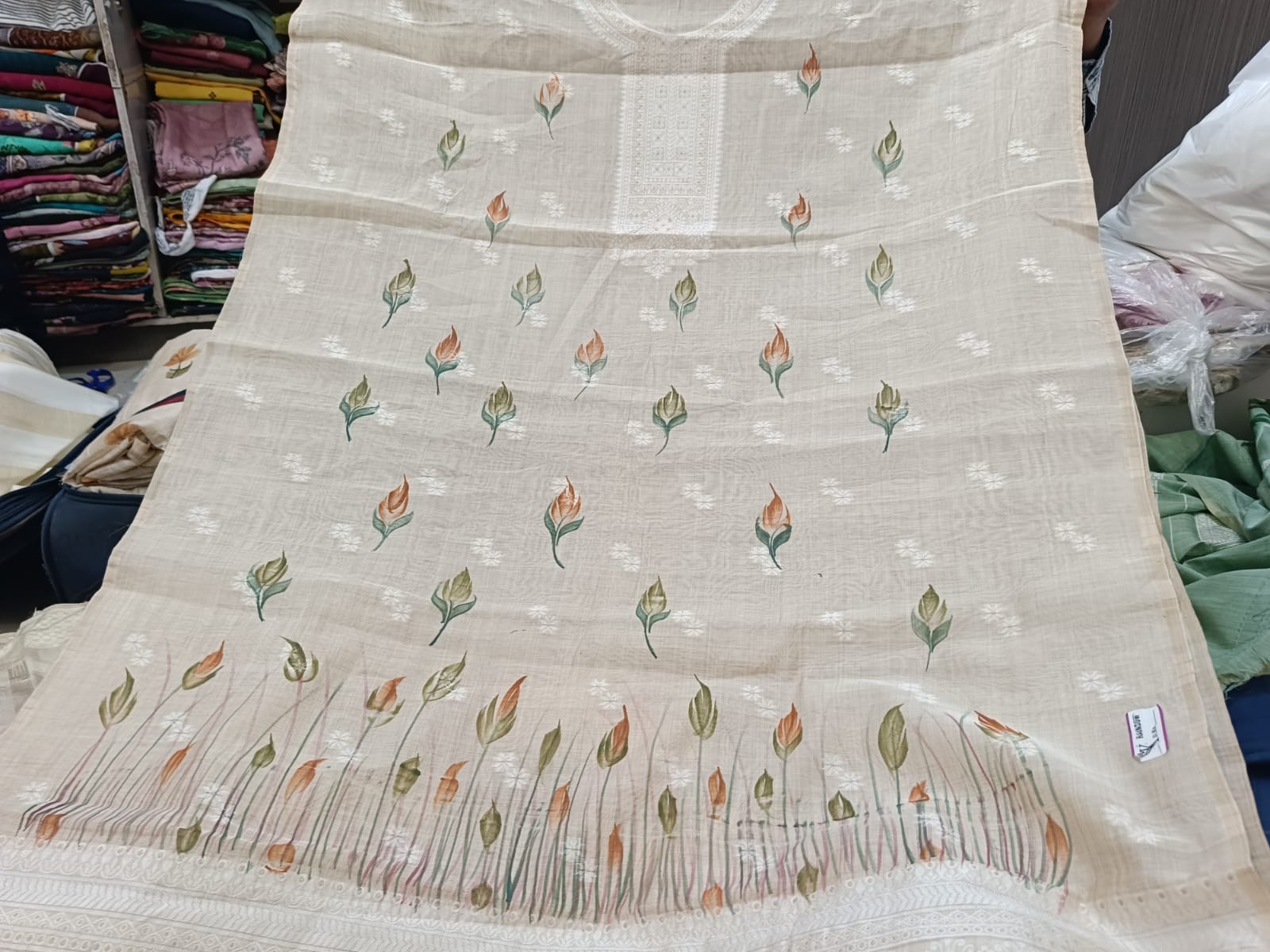 Cream and rose saree