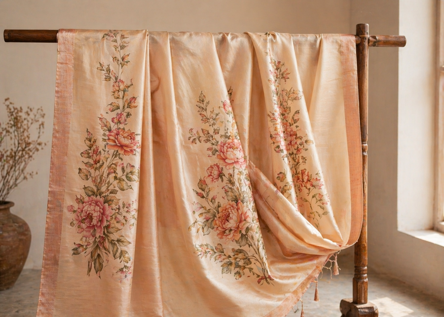 Finished custom painted saree